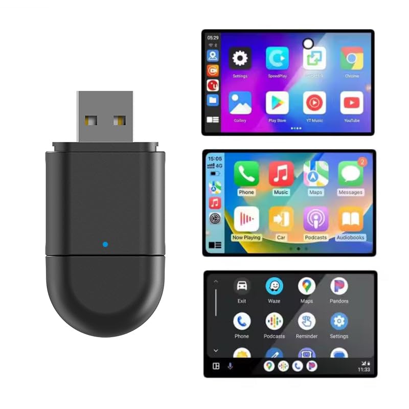 2-in-1 Wireless CarPlay & Android Auto Adapter – Plug & Play USB/Type-C Dongle, Bluetooth 5.4 + 5.8GHz Wi-Fi, Converts Wired CarPlay & Android Auto to Wireless, Fast Stable Connection
