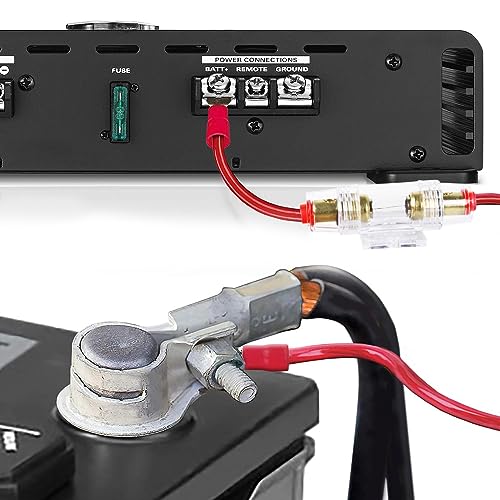 HBU 8 Gauge Amplifier Wiring Kit - High Current 8 AWG Car Audio Complete Amp Install Kit with RCA Interconnect Cables & 60A AGU Inline Fuse - Truck, Boat, Trailer Radio Circuit Protection - size: 8 AWG