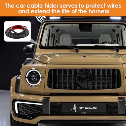 9.84 Ft Windshield Wire Hider for Car - Black PVC Side Opening Cable Cover to Hide Wires on Roof Rack, Light Bar, Dome Light & More - Universal Car Wire Hider - size: 9.84 Ft