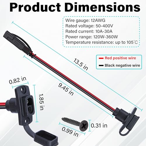 2 PCS SAE Connector Harness, 1FT 12AWG SAE Adapter, 12V Quick Connect