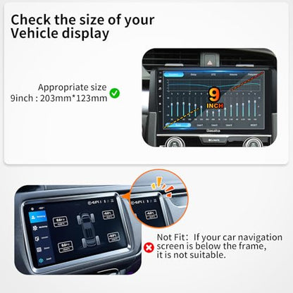 dasaita 9 inch Large Screen 203X123mm Tempered Glass Screen Protector Display Monitor Glass Film for 2 DIN Car DVD GPS Head Unit Global Navigation System - size: 9inches