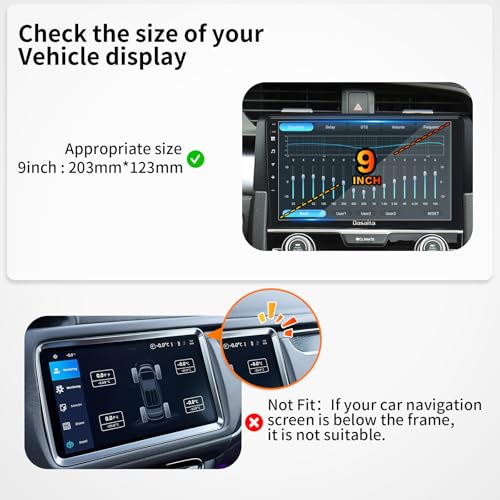 dasaita 9 inch Large Screen 203X123mm Tempered Glass Screen Protector Display Monitor Glass Film for 2 DIN Car DVD GPS Head Unit Global Navigation System - size: 9inches