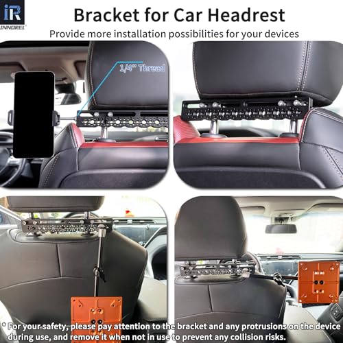 INNOREL TB2403 Car Headrest Mount Camera Monitor Bracket 1/4" Screw Shooting Extension Bracket for Installing Camera Cage, Car Headrest ARRI Camera Accessories Inside Vehicle