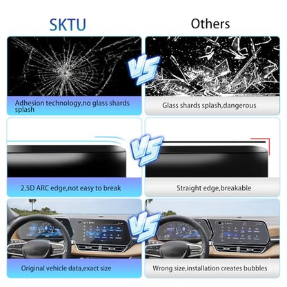 SKTU 2PCS for 2025 2026 2027 Chevy Equinox Accessories Screen Protector for 2025-2027 Chevrolet Equinox (LT/ACTIV/RS) 11.3-Inch Navigation+11-Inch Instrument Screen Chevy Equinox 2025 2026 Accessories Tempered Glass [Anti-Scratch&Glare, Ultra Clear, 9H] -