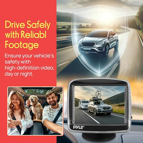 Pyle PLCM10 Rear View Backup Parking Reverse Camera, License Plate Mount, Weatherproof, Night Vision, Distance Scale Lines, Swivel Angle Adjustable Cam