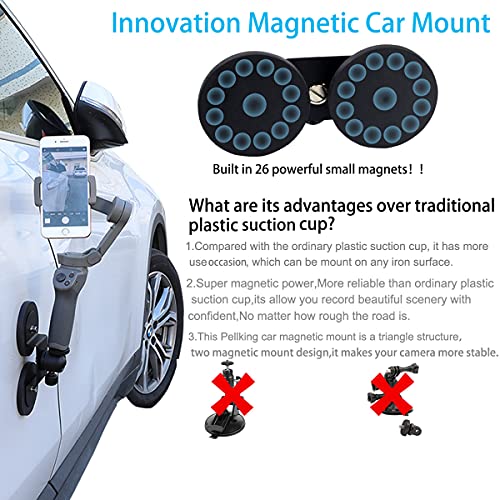 PellKing Magnet Camera Mount for GoPro 13/Insta360 X6/X5/X4/X3,Heavy-Duty Metal Car Magnetic Camera Mount with 360 Degree Rotation Ball Head for Car,Compatible with GoPro Hero 13 12 11 Black 8/7/6/5