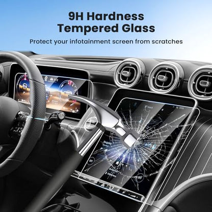 Canvcle 2PCS Screen Protector for 2023-2026 Mercedes Benz GLC 300 & AMG C43/2022-2026 W206 C300/2024-2026 AMG C63, 11.9 Inch Navigation + 12.3 Inch Dash Screen Cover Tempered Glass Touchscreen Film - size: Mercedes Benz GLC 300/AMG C43/W206 C300/AMG C63