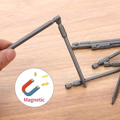 11pcs Security Torx Screwdriver Bit Sets, 1/4 Inch Hex Shank S2 Steel Magnetic security torx bit set, 4in long torx bit set T6 T7 T8 T9 T10 T15 T20 T25 T27 T30 T40 - size: 4" Long T6-T40