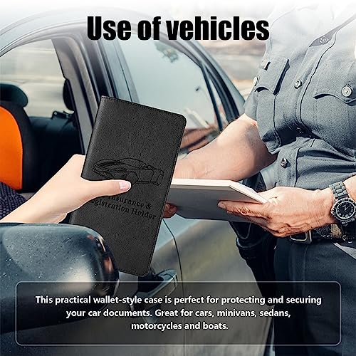 Kewucn Car Registration and Insurance Holder, Leather Auto Glove Box Organizer with Magnetic Shut, Vehicle Compartment Accessories Case for Cards, Driver License & Essential Documents - color: Large-Black-1