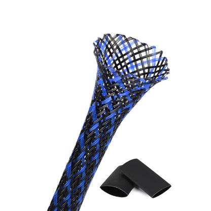 25ft - 1/4 Inch Cable Management Sleeve Protector,Wire Loom PET Expandable Wire Sleeving for Office TV Computer Home Theater Engine Bay Cord Organizer,Protect Cables from Pet Cat Dog Chewing,BlackBlue