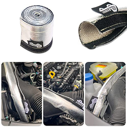 Heat Shroud Aluminized Sleeving Heat Shield fuel line wire heat sleeve 1-1/4''I.D. x 10FT with 20 Pcs 7.8Inch Stainless Steel Cable Metal Zip Ties - size: 1-1/4''I.D. x 10FT