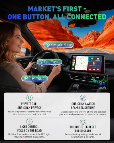 Wireless CarPlay Adapter for iPhone, 2026 Upgraded 2-in-1 Android Auto CarPlay Wireless Adapter, Convert Wired to Wireless, Fast & Stable, Plug & Play, Compatible with Factory Wired CarPlay Cars 2016+ - color: Silver