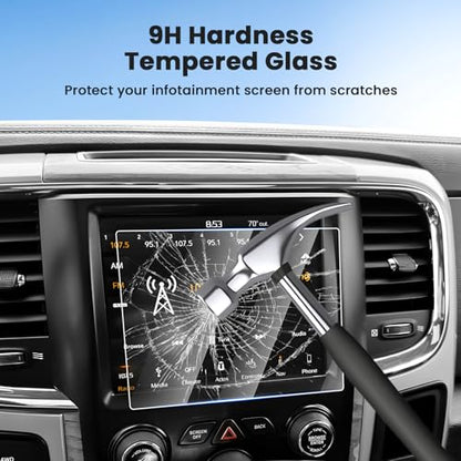 Canvcle 2026 Ram 1500 8.4" 2PCS Screen Protector for 2013-2026 Dodge Ram 1500/2500/3500, Tempered Glass for 2014-2024 Jeep Grand Cherokee/Wrangler JL/Gladiator JT/Compass MP - size: 2013-Present Dodge Ram 1500 2500 3500 8.4 Inch