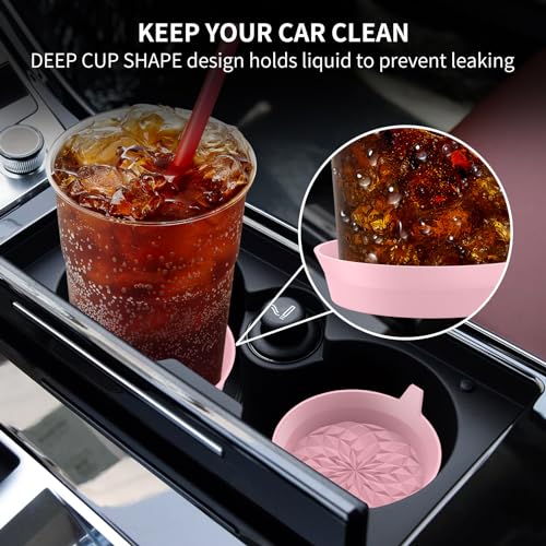 ME.FAN Car Cup Coasters [4 Pack] Silicone Cars Coasters - Universal Non-Slip Recessed Interior Accessories - Cup Holder Inserts Dusty Rose - color: 4pack-dusty Rose