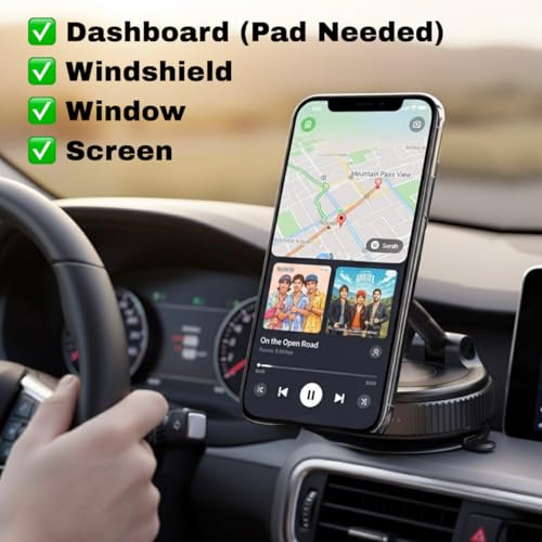 2026 Upgraded Pro Ultra-Suction Magnetic Phone Mount - Reinforced 360° Vacuum Holder for MagSafe, iPhone & Android (Ready for Car, Gym, Mirror, Home & More)