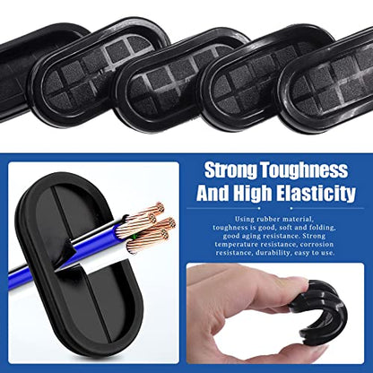 Glarks 10Pcs 13/16" x 1-13/16" - 20 x 45mm Oval Closed Rubber Grommet, Drill Hole Double-Sided Firewall Hole Plug Wire Protection Electrical Wire Gasket for Wire, Plug, Automotive, Plumbing - size: 13/16" x 1-13/16"