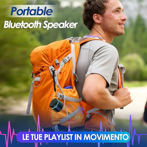 Small Bluetooth Speaker with Lights, Mini Speakers with BT5.4, Stereo Sound - color: Blue
