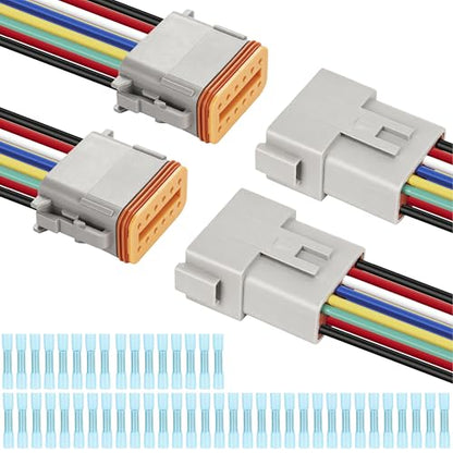 Deutsch DT 12 Pin Grey Male Female Wiring Harness Connector 2 Kits, 16 AWG - color: 2 Sets-Grey, size: 12Pin