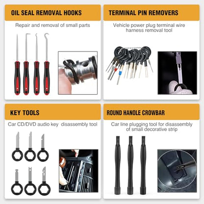 GOOACC 330Pcs Trim Removal Tool, Auto Push Pin Bumper Retainer Clip Set Fastener Terminal Remover Tool Adhesive Cable Clips Kit Car Panel Radio Removal Auto Clip Pliers, Black - color: 330Pcs Clips Removal Kit Black