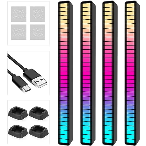 Soulpunk RGB Rechargeable Sound Control Light, Voice-Activated Pickup Music Rhythm Lights, Ambient Light, for Car, Gaming Room Decorations（4Pack） - color: 4Pack-Black
