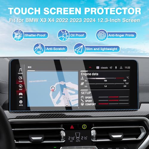 Karltys 2 Pack Screen Protector for 2022-2025 BMW X3 X4 Accessories 12.3-Inch Touchscreen, 9H Tempered Glass Screen Protector for BMW X3, Anti Glare Anti Fingerprint Car Radio Screen Cover - size: 12.3"BMW X3 X4 2022-2025