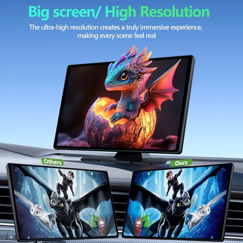 Wireless CarPlay Screen for Car, 9 Inch Portable Touchscreen for Apple CarPlay & Android Auto, Plug & Play, OTA Updates, Backup Camera & Screen Mirroring, Voice Control, GPS, Bluetooth 5.0, FM/AUX