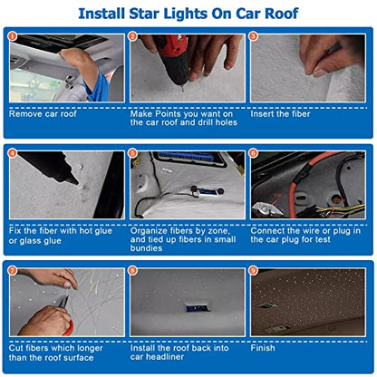 AZIMOM 16W Twinkle & Sound Activate 650pcs*0.03in*13.1ft Fiber Optic Starlight Headliner Kits for Car Home Star Ceiling Sky Decoration, APP& Remote Control Light Engine End Glow Fiber - size: Standard+650pcs*0.03in*13.1ft