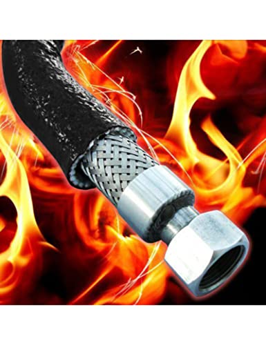 Fuel Line Heat Shield Insulation Wire Heat Shield Fuel Line Heat Shield Sleeve Fire Sleeve Silicone Coated Fiberglass Heat Protection for Automotive Hose Lines & Electrical Wiring 1"ID(Black) - color: Black, size: 1" ID*3.3FT