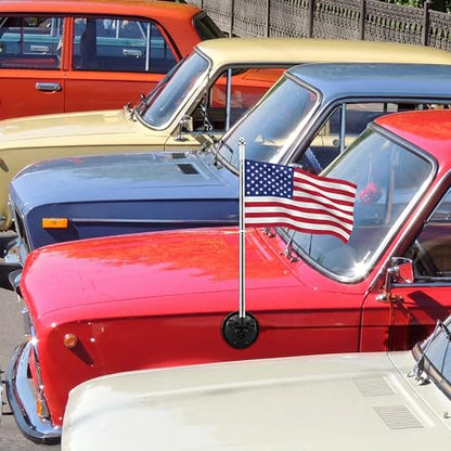 2 Pack Suction Cup Car Flag Pole Kit with Double Sided USA Flag, Adjustable 180° 1.5-5.25 ft Stainless Steel Telescopic Flagpole Holders, Strong Vehicle Mount for Trucks, Cars, Rvs, Boat - style: USA Flag