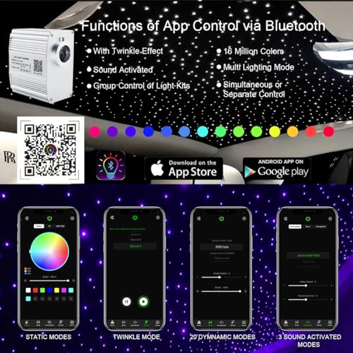 AKEPO 10W Twinkle Fiber Optic Light Engine Light Source, APP Control + Music Activated + 28-Key Remote Control for Car Stars Headliner and Home Star Ceiling Kit - size: 10W Twinkle