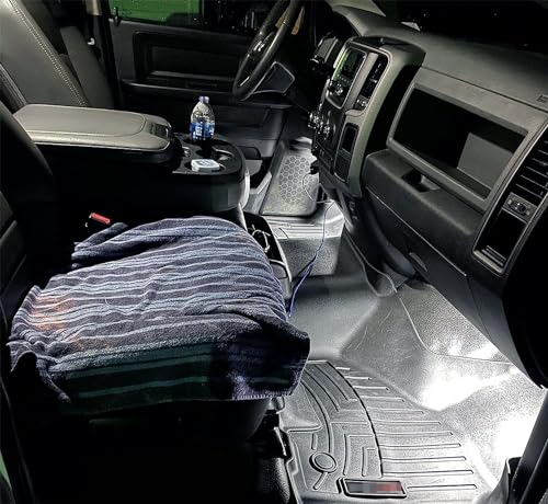 iJDMTOY Round Shape Xenon White Full LED Footwell Under Dash Courtesy Light Assemblies Compatible with RAM 1500 2500 3500 Classic Dodge Durango, with Jeep Grand Cherokee Wrangler Commander Liberty