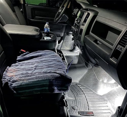 iJDMTOY Round Shape Xenon White Full LED Footwell Under Dash Courtesy Light Assemblies Compatible with RAM 1500 2500 3500 Classic Dodge Durango, with Jeep Grand Cherokee Wrangler Commander Liberty