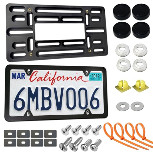 ZXFOOG Front License Plate Mounting Kit, Bumper Plate Bracket Holder - color: Black aluminum frame