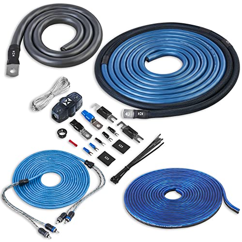 NVX True 1/0 Gauge AWG 100% OFC Complete Amplifier Wiring Kit with 2-Channel RCA Cable - XKIT02 - size: 1/0 Gauge | 2-Channel