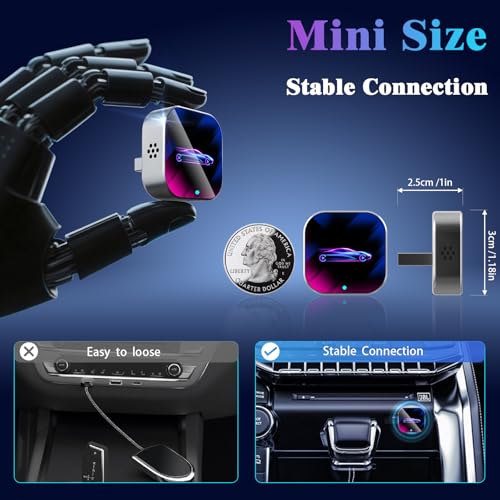 2026 Wireless CarPlay Adapter Upgrade Wired CarPlay to Wireless, Mini USB Design for Cars with Built-in Wired Apple CarPlay Plug and Play Easy Use Fast Stable Connection Car Play for iPhone - color: Multicolor