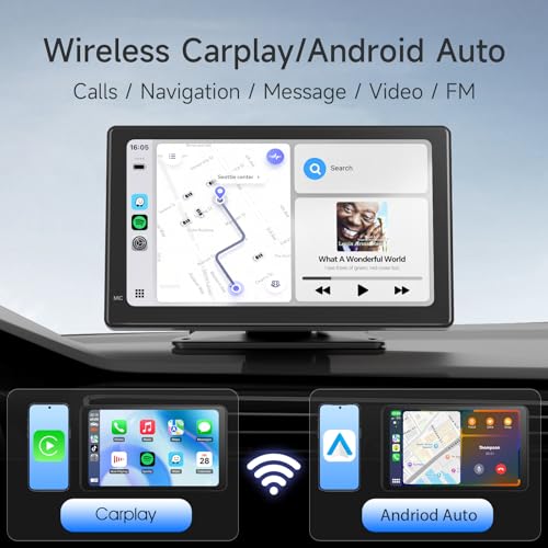 Haudio 7 Inch Portable Carplay Screen for Car,Car Stereo Wireless Carplay & Android Auto,1080p Backup Camera CarAudio Receivers GPS Navigation Mirror Link - size: 7-Inch(7002)