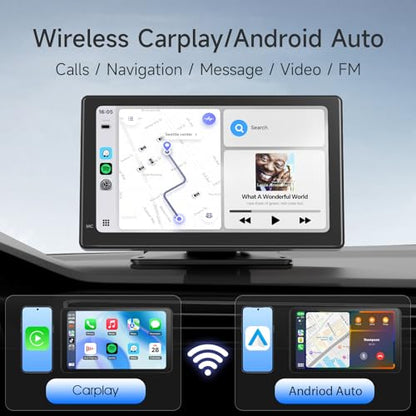 Haudio 7 Inch Portable Carplay Screen for Car,Car Stereo Wireless Carplay & Android Auto,1080p Backup Camera CarAudio Receivers GPS Navigation Mirror Link - size: 7-Inch(7002)
