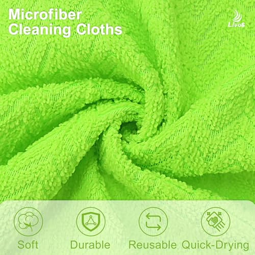 LIVOS Microfiber Cleaning Cloth Roll - 80 Pack, Reusable Paper Towels, Microfiber Towels for Cars, Super Absorbent Lint Free Cleaning Rags for House, Kitchen, Window-Wave Green, 11.5"x11.5" - color: Wave Green