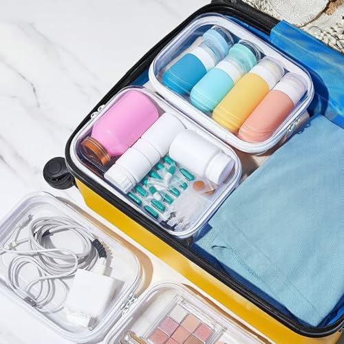 Sanwuta 6 Clear Hard Zipper Case, White, 7.09 x 5.12 x 2 Inch - color: White, size: 7.09 x 5.12 x 2 Inch