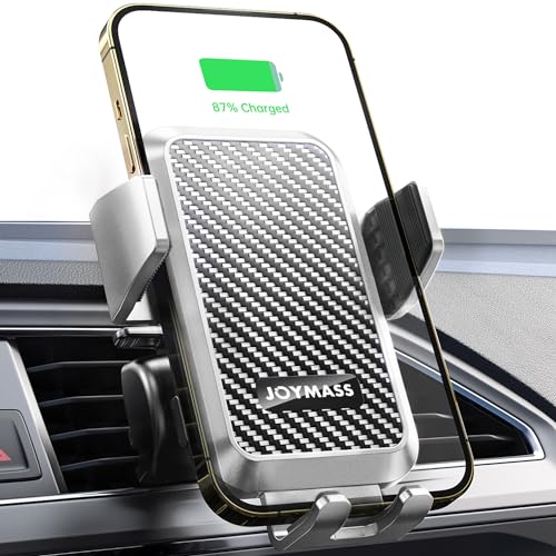 JOYMASS Wireless Car Charger, 15W Fast Charging Auto Clamping Car Charger Cell Phone Holder Mount Vent for iPhone 15 14 13 12 Mini Pro Max, Samsung Galaxy S24 Ultra S23 S22 S21+ Note 20, etc - Silver - color: SILVER