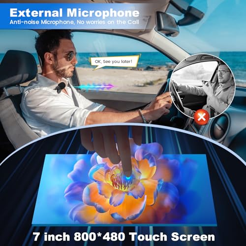 Double Din Car Stereo with Apple CarPlay and Android Auto, 7 Inch HD Touchscreen Car Radio, Bluetooth Car Audio Receivers, Backup Camera, Mirror Link, USB/AUX/TF/FM