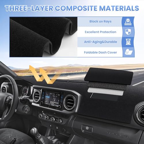 Sunsdrew Dash Cover for 2016-2022 2023 Toyota Tacoma Dashboard Cover Mat - size: 16-23 Tacoma Dash Cover