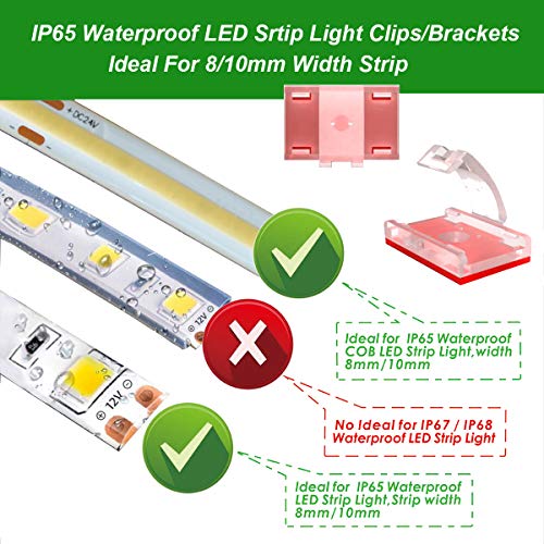 ATB- LED Strip Light Self-Adhesive Mounting Brackets and Clips,LED Strip Light Holder,Cable Wires Organizer Clips for Vehicle,Cabinet,Under-Counter, Kitchen,Living Room,Indoor (100PACK,Clear)