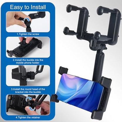 kelofam Phone Mount for Car,Car Rear View Mirror Phone Holder, Multifunctional 360°Rotatable and Retractable Tablet Holder for Car，Suitable for iPhone,iPad,Samsung Z Fold 7 6 5, All Foldable Phones