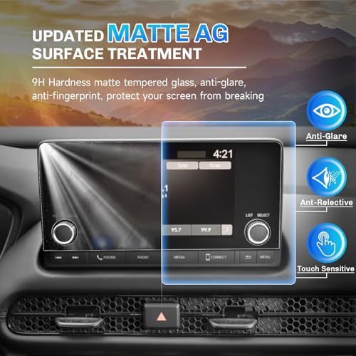 SXCY Anti-Glare Matte for 2023-2025 Honda HRV Screen Protector 7 Inch for 2023 2024 2025 Honda HRV Accessories Navigation Screen Protector 9H Tempered Glass