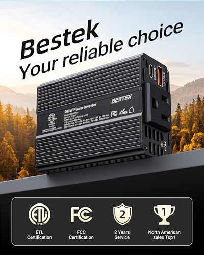 Bestek 200W Car Power Inverter 12V to 110V Cigarette Lighter Adapter - color: Black