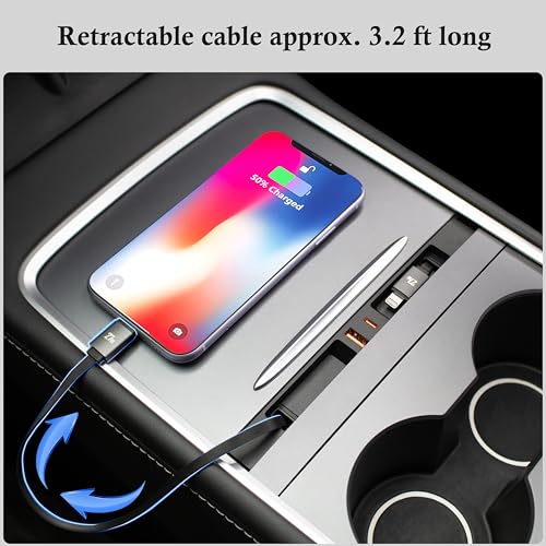 USB Hub Charger for Tesla Model 3 2021-23 & Model Y 2021-24 with Two Cable - color: Model Y 21-24 & Model 3 21-23