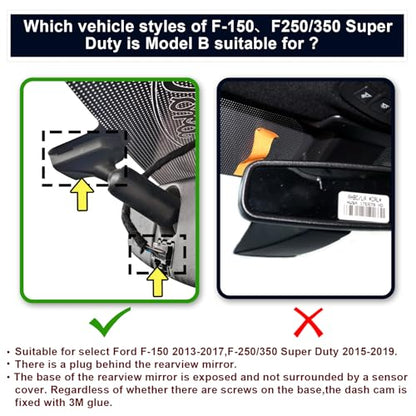 Front 4K Rear 1080P Dash Cam for F150 2013-2017 F250-F450 2015-2019(B) - style: Model B Front and Rear