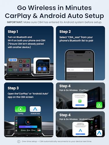 Wireless Carplay Adapter - Magic AI Box CarPlay Android Auto Wireless, Dual Wi-Fi & BT USB Playback, AI-Powered, OTA, Video Box for YouTube, Netflix, CB4CT-BK - color: Piano Black