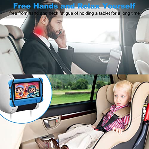 Car Headrest Mount Silicon Holder, Universal Tablet Holder in Back Seats, Car Mount Angle-Adjustable Car Headrest Holders Fits All 7-12.9 inch Tablets/Game Machines¡­